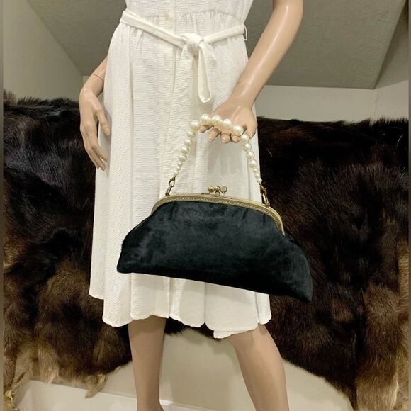 Handsewn Real Hair-on-horsehide Double Kiss-lock Clutch/Shoulder bag/Crossbody - Picture 4 of 16